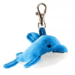Porte-clés peluche dauphin bleu et blanc