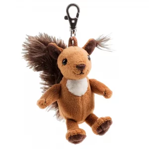 Porte-clés peluche écureuil marron et blanc avec sa grande queue