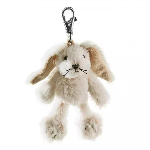 Porte-clés peluche lapin blanc avec grandes oreilles